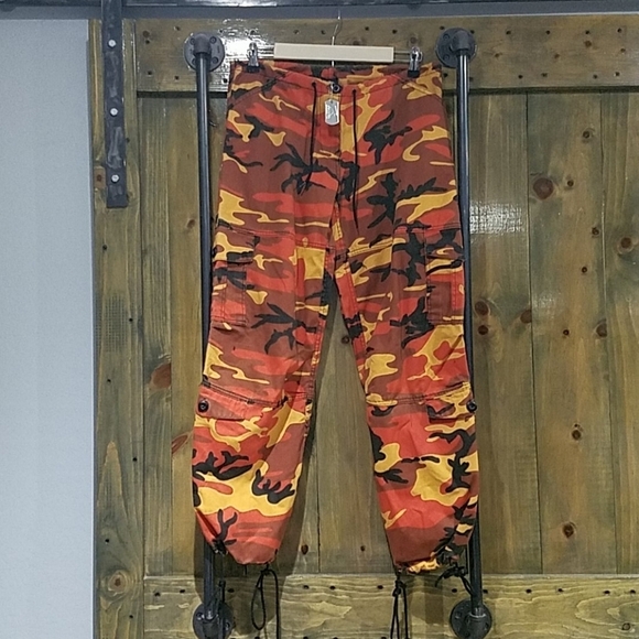 ORANGE BLACK CAMO TACTICAL UTILITY PANTS SIZE XS SPICY - Picture 1 of 12